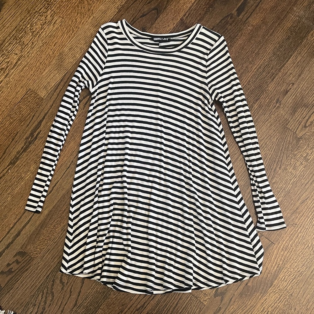 ribbed striped long sleeve dress